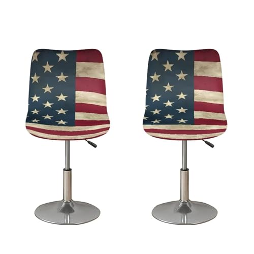 Image of American Flag Bar Stools Set of 4 Barstools Swivel Stool Height Adjustable Bar Chairs with Back Swivel Bar Stool Kitchen Counter Stools Dining Chairs Decor