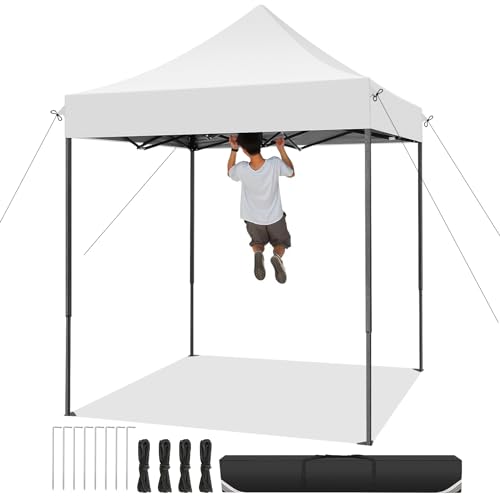 Tooluck Carpa Plegable 2x2 Cenador Impermeable, Carpa Pergolas de Jardin Protección UV 50+ Gazebo Carpas para Exteriores, Camping, Fiestas, Bolsa, Blanco