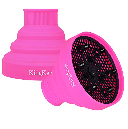Collapsible Silicone Hair Dryer Diffuser - Travel and Easy Storage - Fit Nozzle Diameter D-1.575Inch to 1.968 Inch (4-5cm) KingKam-Pink