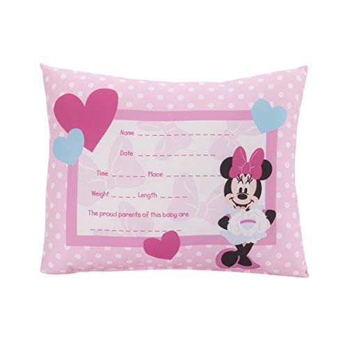 Image of Disney Minnie Mouse Decorative Keepsake Pillow - Personalized Birth Pillow, Pink, White, Teal , 8x11x4 Inch (Pack of 1)