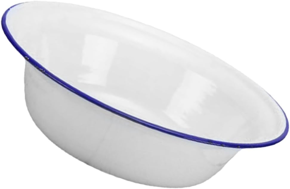 PRETYZOOM Enamel Bowl 7.08 Inch Round Unbreakable Enamelware Mixing and Serving Bowl for Vegetables Salads Snacks Kitchen Tableware