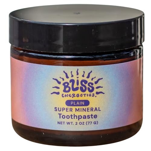 Bliss Energetics Fluoride Free Remineralizing Herbal Toothpaste - Hydroxyapatite Coconut Oil Castor Oil Shilajit and Turmeric - 2oz Plain - Non-Abrasive
