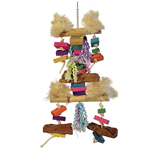 Image of Prevue Pet Products Bodacious Bites Fluff N Stuff Bird Toy for Chewing | Accessories for Large and XL Birds & Parrots, Hanging Birdcage Toy for Climbing, Foot & Beak Exercise, & Physical Enrichment