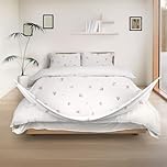 REDSSEN 3 Side Opening Easy Change Duvet Cover Set - 400TC Organic Cotton, 3 pieces with Duvet Cover, Two Pillowcases, Double Size Luxury Bedding Sets, Rose Garden