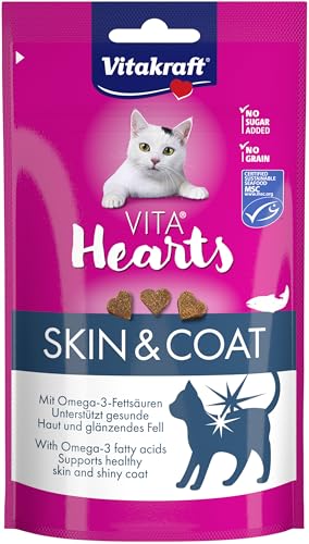 Vitakraft Vita Hearts, Skin and Coat, snack morbidi per gatto, per pelle e pelo, con salmone (1x 40g)