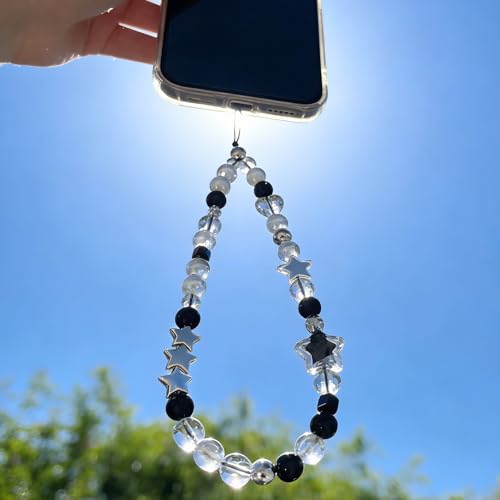 Image of Cute Beaded Camera Wrist Strap for Phone, Digital Camera Charm Lanyard, Pearl Beaded Chain for Bag Keychain Gift