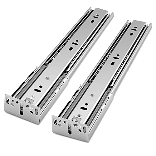 Gobrico Full Extension Soft Close Ball Bearing Drawer Slides Self Close Rear/Side Mount Rail Runners with Brackets 15Pair, 18-Inch,Heavy Duty 3 Folds
