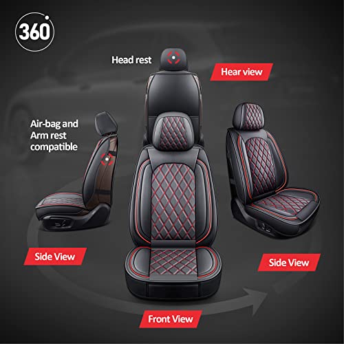 Image of MIROZO Front Seat Covers for Car, Car Seat Covers Waterproof Car Seat Protectors Automotive Seat Covers Vehicle Cushion Cover Breathable Fit for Most Sedan, Truck and SUV (Black and Red,2PCS)