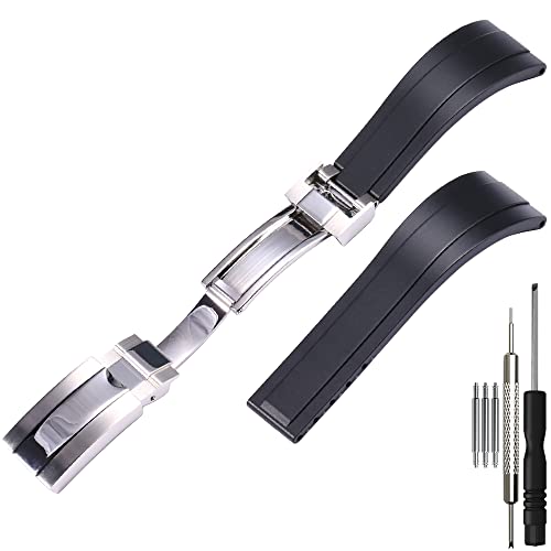 WRISTARMOR Cinturino in gomma compatibile con Rolex Yacht-Master OYSTERFLEX Daytona Submariner Cinturino di ricambio in silicone da 20 mm