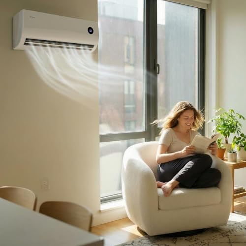 Image of VEVOR Mini Split Air Conditioner, 12,000 BTU AC / 12,500 BTU Heat, 115V 19 SEER2 High Efficiency Energy Saving, Quiet Inverter System for 750 Sq.Ft Coverage Area, Easy to Maintain, for Home, Office