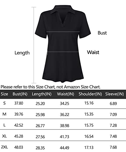 Vidusou Golf Shirts For Women,Tennis Polo Womens Short Sleeve Athletic T-Shirts Sport Active Workout Golf Apparel Running Outdoor Clothes Black Xl #TOP5