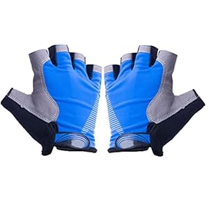 Halve Vinger Fietsen Handschoen Ijs Zijde Vingerloze Handschoen Palm Weg Fiets Gym Handschoen 1pair Blauw