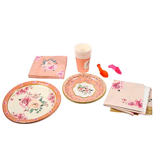KESYOO Conjunto de Louça Descartável Toalha de Mesa 16Pcs Pratos de Papel 20Pcs Guardanapos 8Pcs Cop