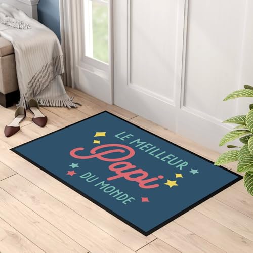 Paillasson Bleu Papi du Monde 75x50cm | Tapis Entrée Maison