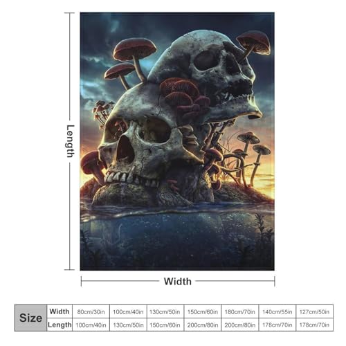Manta de calavera forro polar termica y extra suave de 150x200 para el invierno 6
