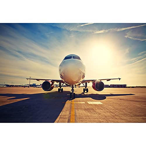 Aoihrraan 1,5x1m Aeropuerto Fondo Avión Aeródromo Vacío Cuadrado Sol Blanco Nubes Fotografía Fondo Niño Cumpleaños Partido Vacaciones Turismo Atracción Niños Adultos Retrato Foto Estudio Accesorios