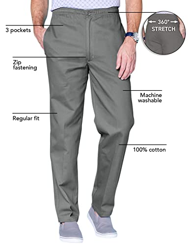 Chums Men's Comfort Fit Cotton Rugby Pants Elasticated Waistband with Drawcord Comfort Fit Casual Mens Pants Charcoal 7