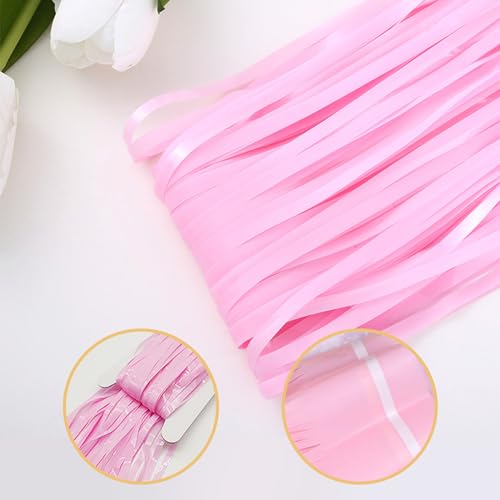 Image of 5 Pack Pink Foil Curtain Backdrop 3.2ft x 8.2ft Tinsel Foil Fringe Curtains Macaron Photo Booth Streamer Backdrop for Party Decorations Birthday Baby Shower Bachelorette Holiday Decor (Pastel Pink)