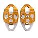 SM SunniMix 2X Poulie en Alliage d'aluminium Robuste Poulie Double Corde poulie pour Sauvetage Levage d'escalade de Levage - Or, 15 x 8 x 5,5 cm