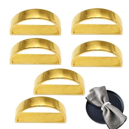 Anillos de naftalina de metal, exquisitas hebillas para pañuelos, juego de 6, 1,1 x 1,97 pulgadas, diseño semicircular, elegante decoración de mesa para bodas, fiestas, festivales, cenas