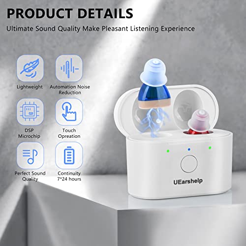 Hearing Aids-Rechargeable With Noise Cancelling 16 Chanel Digital Hearing Amplifier,With Charging Box，Ear Hearing Assist Devices，Invisible Personal Sound Hearing Amplifier With Intelligent Noise Reduction #TOP2