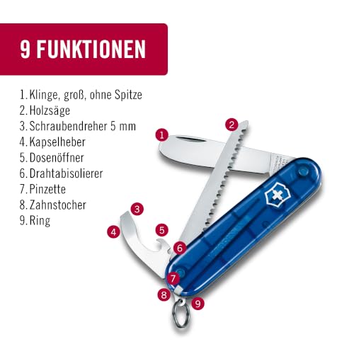 Victorinox My First Taschenmesser Kinder, 9 Funktionen, Multitool, Blau – Ansicht 4