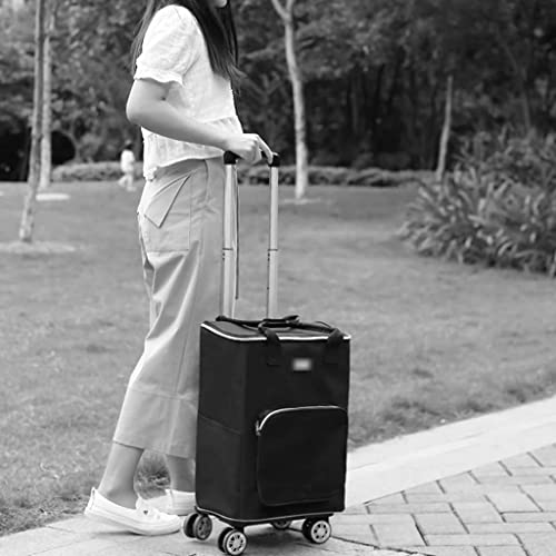 WLKINF Universal-Trolley zum Ziehen, Einkaufen, Zuhause, tragbar, geräuschlos, Einkaufstrolley, doppelt, wasserdicht… – Bild 3