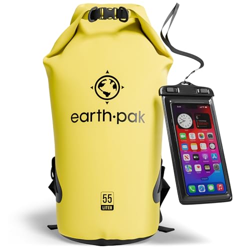 Image of Earth Pak Waterproof Dry Bag - Roll Top Waterproof Backpack Sack Keeps Gear Dry for Kayak with Waterproof Phone Case