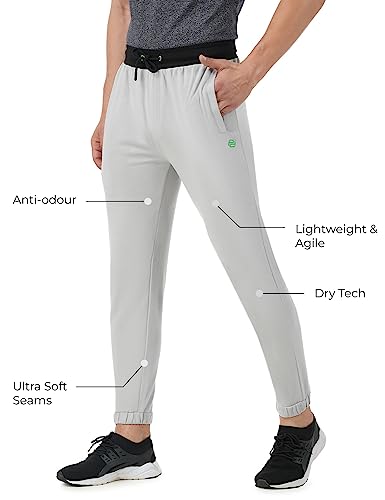 Image of PUMP'D Men's Breathable Cotton Jogger Pants with Elasticated Waistband & Drawstring - Dry Tech, Anti-Odor, Lightweight, Soft Seams