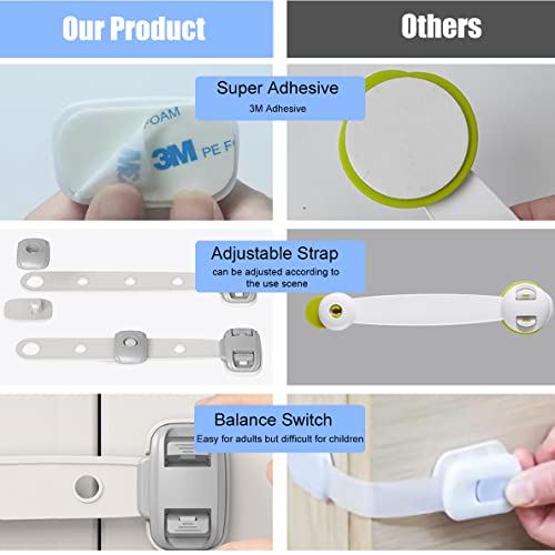 Fridge Locks,Refrigerator Door Lock,Child Proof Safety Cabinet Lock With Strong 3M Adhesives,Fridge Locks For Kids,Adjustable Strap Multi-Purpose For Cabinet,Drawers,Freezer,Oven (2 Count (Pack Of 1)) #TOP3