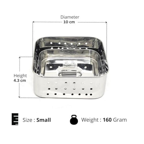 Image of Nyra Stainless Steel Paneer Mould 300ml | Paneer Maker with Perforated Press Lid | Compact 10x10cm Cottage Cheese Mould for Kitchen