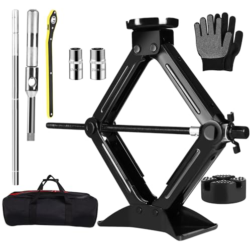 BCJCLTS Car Jack Kit 2.5 Ton (5512 lbs),Scissor Jack for Car with Rubber Pad, Equipped with Upgraded Cross Wrench, Portable tire Jack Replacement kit, and SUV MPV car Emergency