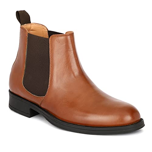 Image of Brand: Indiansole- Handmade Durable TRP Sole Elastic Black Leather Formal Casual Ankle Height Chelsea Boots Shoes for Men Best for Work