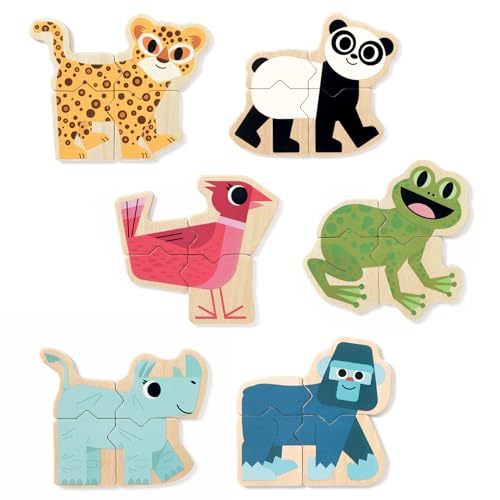 Image of DJECO Mix & Match, Wooden Animal Magnets, Kids 2+ | Creative Preschool Learning, Silly Creatures, Ideal for Home or School, Great Birthday Gift for Toddlers, Family Fun