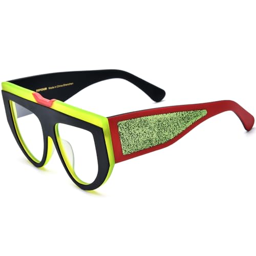 Image of HEPIDEM Multicolor Acetate Glasses Frame Women Oversize Vintage Round Eyeglasses Optical Spectacles 9271