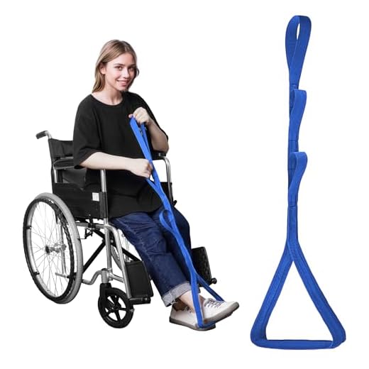 Elevador de piernas de 42 pulgadas de largo, lazo rígido grande para pies y múltiples asas resistentes para movilidad limitada, cirugía de reemplazo de rodilla o cadera (azul)