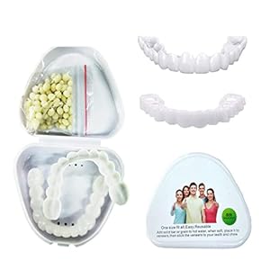 Brigtviee Neptanden, 2 Pack cosmetische tanden, Comfort boven- en onderkaak kunstgebit, Fineer cosmetische tanden, natuurlijke schaduw, Fix zelfverzekerde glimlach