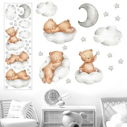 Pegatina De Pared De Oso En Las Nubes, 90x30 cm Adhesivo De Oso D...