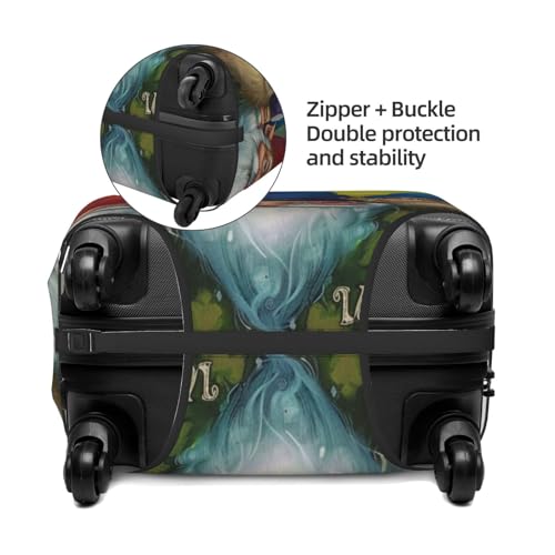 Colorful Gnomes Print Travel Luggage Cover - Personalization Elastic Suitcase Protector,L(Fit 25-28 Inch Luggage)4