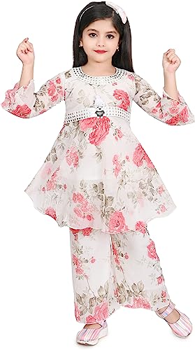 Image of Amina Dresses Cotton Blend Casual Dress and Pant Set for Girls