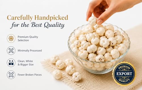 Image of ALTHARA NATURALS Raw Makhana (Fox Nuts) 150g | Jumbo 6+ Size | Protein-Rich, Gluten-Free, Calcium | Fasting Food | 100% Natural