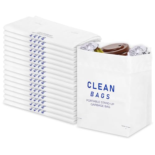 Image of Disposable Cars Trash Bags Standable 60 Pack Car Garbage Bag Self Adhesive travel trash bag for Cars Kitchens Bedrooms Offices Travel and Camping Open Top Cleaning Bags (10.1 * 2.3 * 7.6 in) (60)