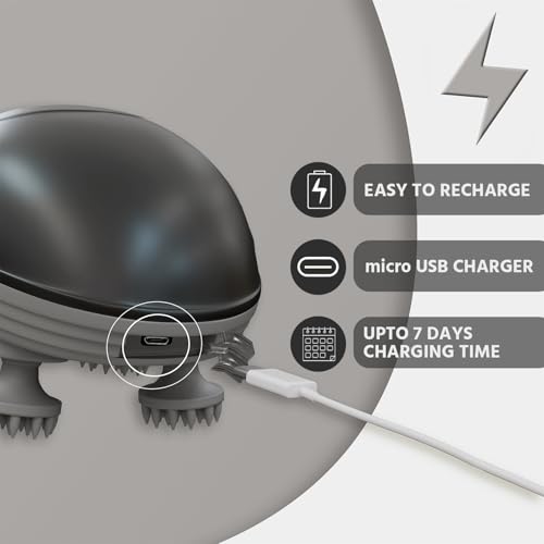 Image of Lifelong Rechargeable Electric Head & Scalp Kneading Massager, 4 Speed Modes, Handheld Portable Head Massager for Hair Growth, Deep Clean and Stress Relieving, (LLM1270, Black)