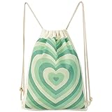 MOSITU Heart Drawstring Backpack Cotton Canvas Drawstring Bag for Women Gift Gym Draw String Bag Aes