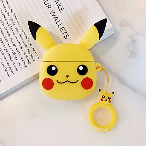 Image of Emoh Roced Case for AirPodS 4 (2024) with Keychain (ANC), Cute Cartoon Shockproof Protective Cover Compatible with Apple AirPods 4th Generation 2024 for Women and Boys (Pika)