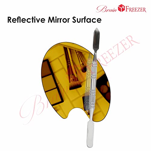 Image of Brain Freezer Shiny Makeup Palette With Stainless Steel Oval Shape Spatula, Golden 100 g