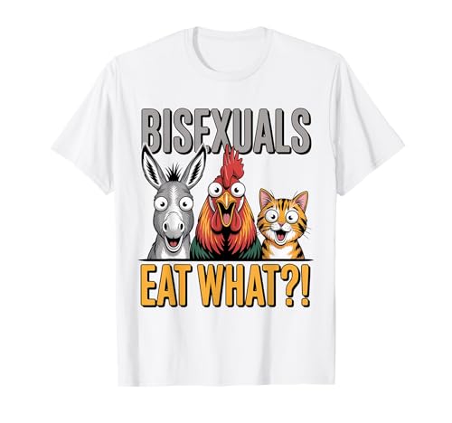 Bisexuales Comen Lo Divertido Juego de palabras LGBTQ Orgullo Gay Humor para adultos Camiseta