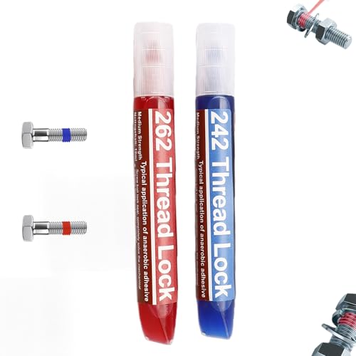 Omeblos Thread Lock Blue and Red Medium and Strong Strength Threadlocker Kit 10ml Locktight Threadlock Prevent Nuts Bolts Fasteners and Screws from Loosening Due to Prolonged Vibration