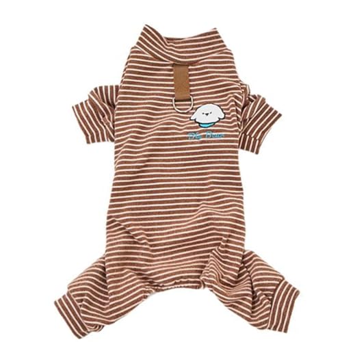 ISUPY 犬 パジャマ ロンパース つなぎ 春秋冬 ペット服 小中型犬 カバーオール ドッグウエア Tシャツ 柔らかい 可愛い 防寒 暖かい ルームウェア 部屋着 抜け毛防止 お散歩 (XS,カーキ)