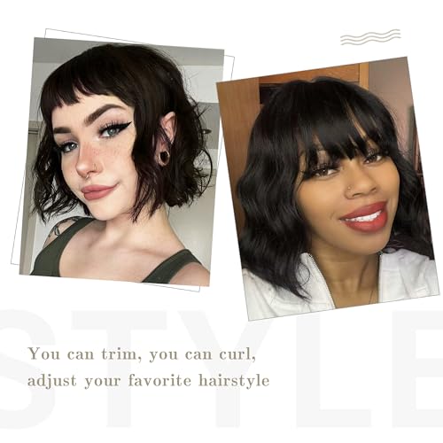 Vckovcko VCWIG009 Short Bob Wigs Natural Brown Wavy Wig thumb #5